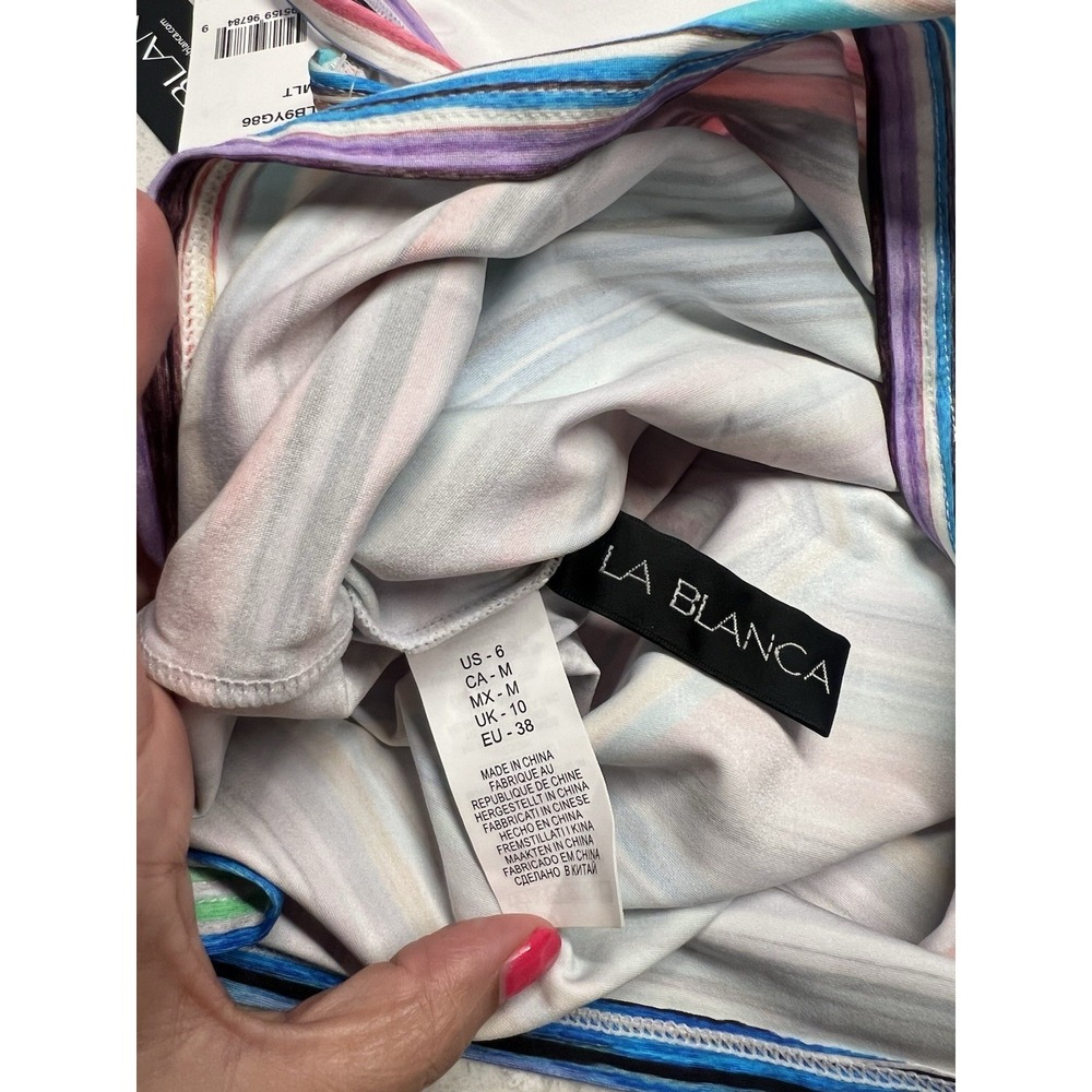 La Blanca Striped Tankini Top Bathing Suit Sz Colorful Sz 6 $99 - Picture 6 of 10